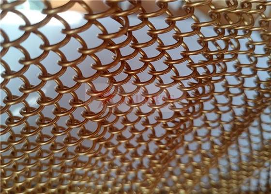 Metal de alumínio anodizado Mesh Curtains Gold Color Used da bobina para a decoração arquitetónica