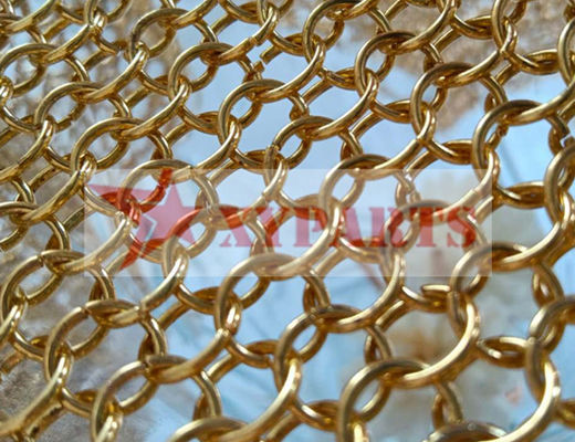 Cortina à prova de fogo de Mesh Curtain Restaurant Partition Ring do metal com cor do ouro