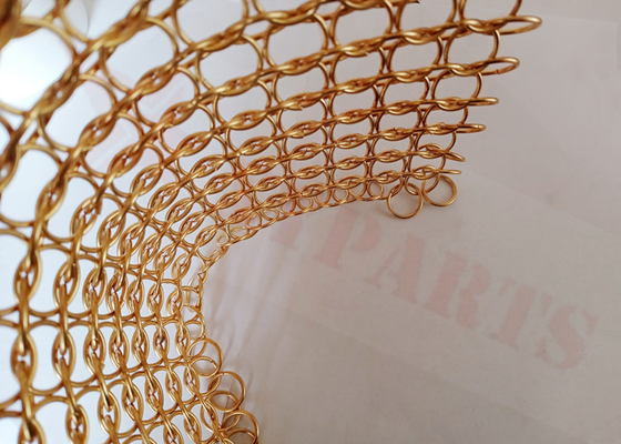 Cor 1.5x15mm Chainmail Mesh Fabric Curtain Interior Design do ouro de aço inoxidável