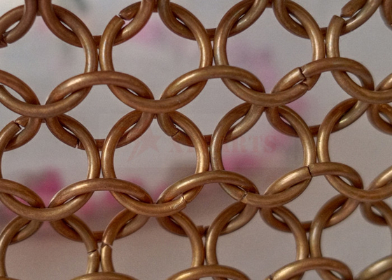 Coberta de aço inoxidável da cor de cobre 10mm Ring Mesh Curtain As Outer Facade