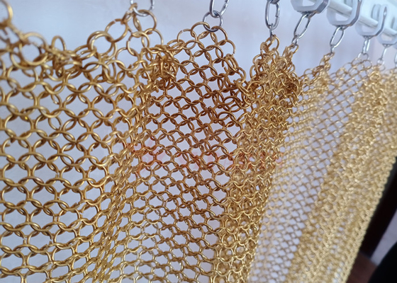 cor de aço inoxidável do ouro da cortina de 7mm Chainmail para a decoração interior