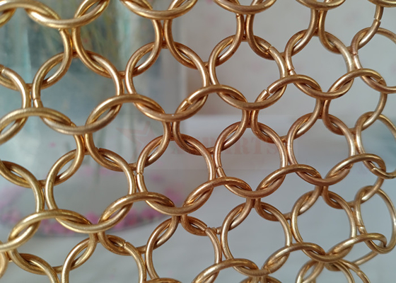 cor de aço do ouro de Mesh Chain Mail Curtains Stainless do metal do costume de 12mm