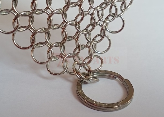 SS316L 10mm Ring Cast Iron Pan Chainmail 8&quot; X 6&quot; nível superior de aço inoxidável