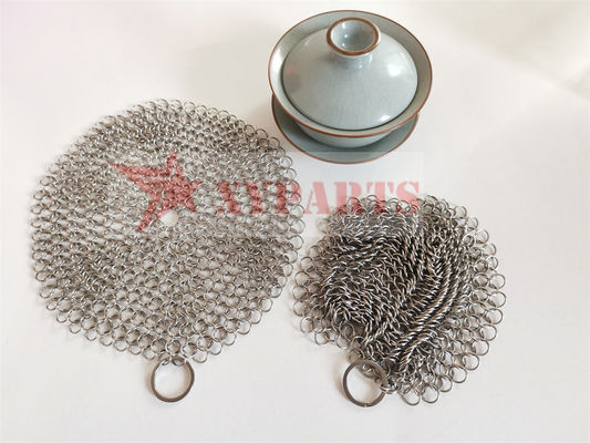 Ferro fundido Pan Scrubber Food Grade de Chainmail dos anéis SUS316