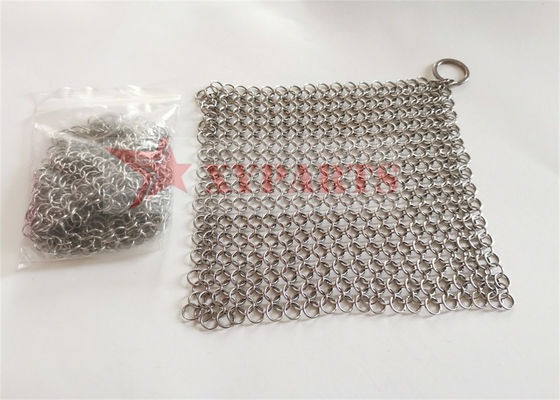 Ferro fundido Pan Scrubber Food Grade de Chainmail dos anéis SUS316
