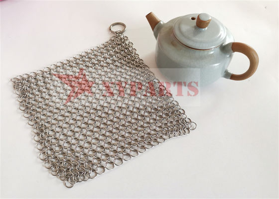 Ferro fundido Pan Scrubber Food Grade de Chainmail dos anéis SUS316